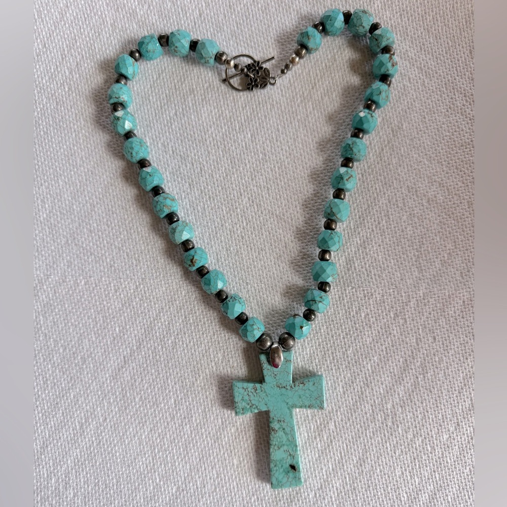 Turquoise cross necklace